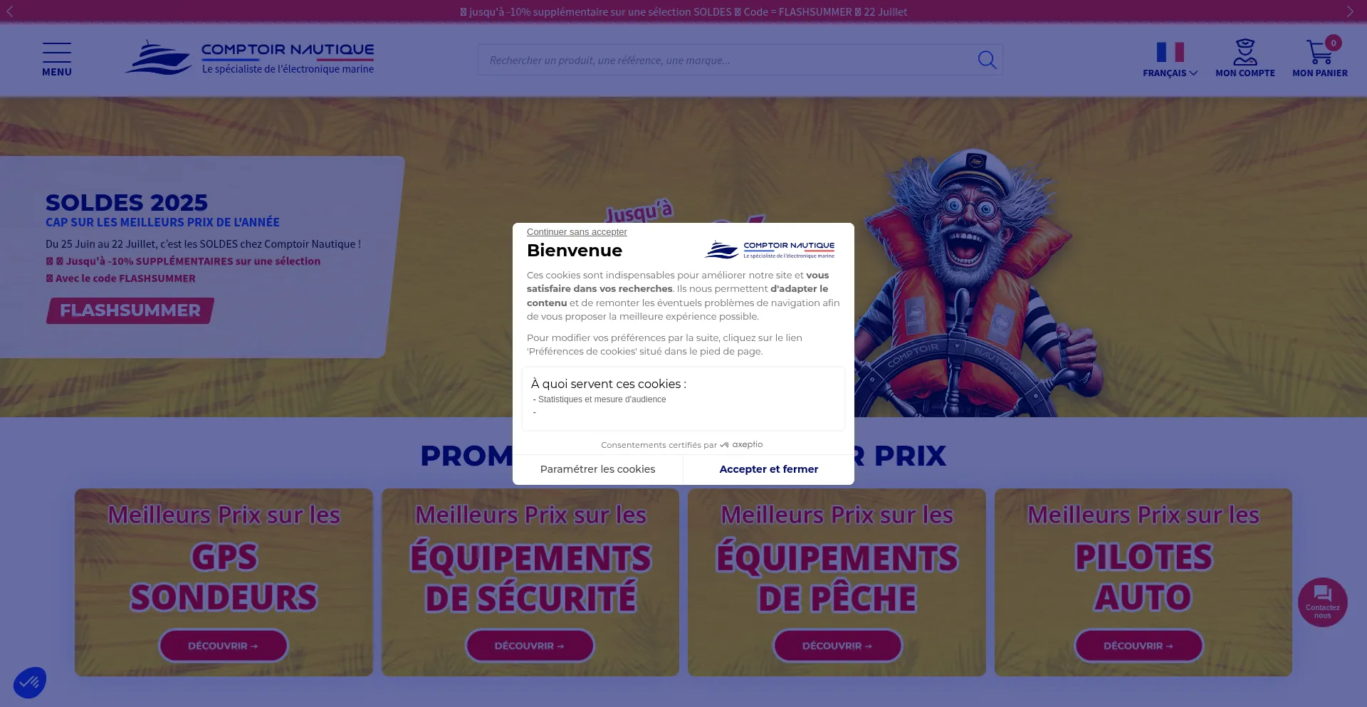 Website screenshot of Comptoirnautique.com