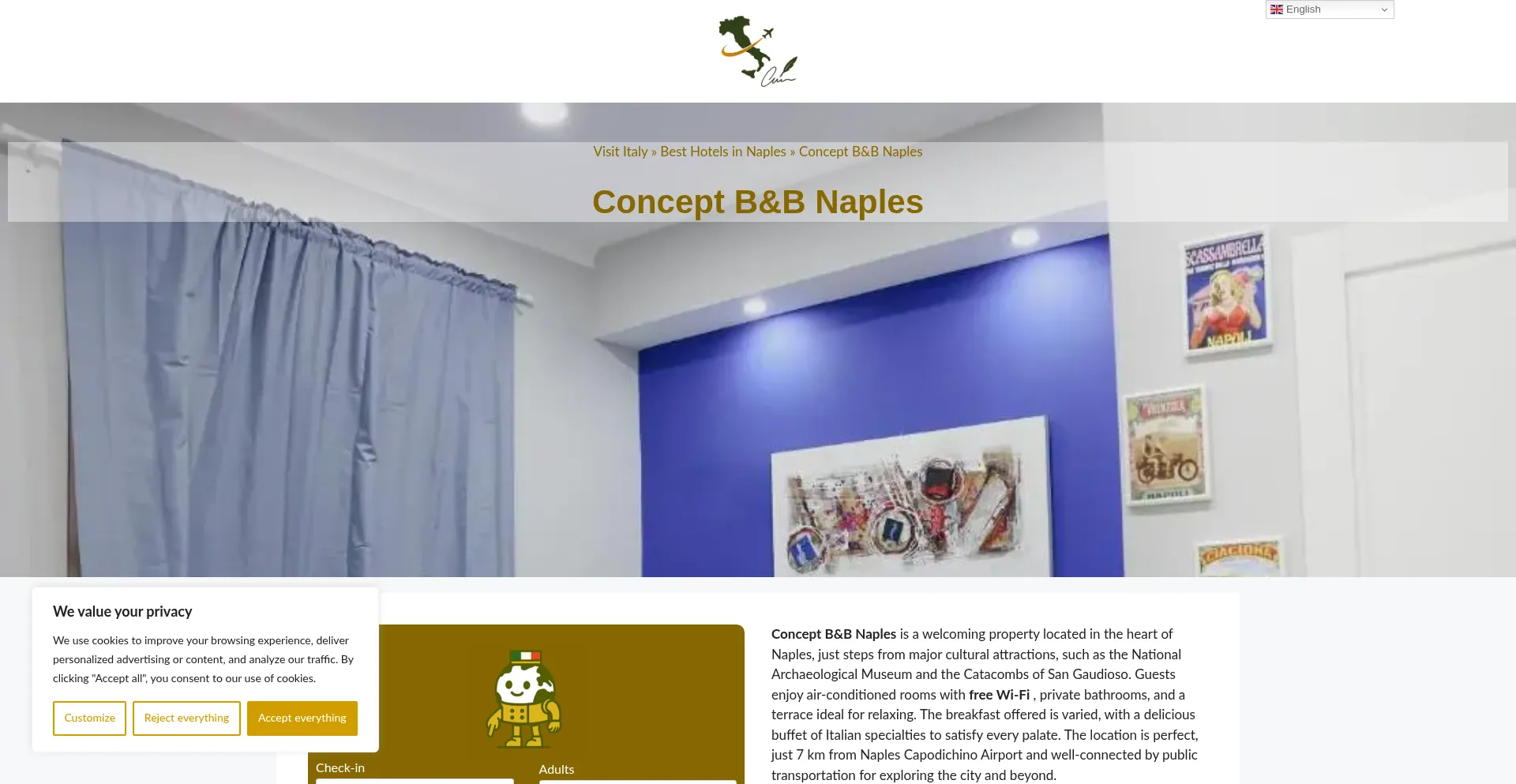 Website screenshot of Concept-bb-naples.dreaminginrome.com