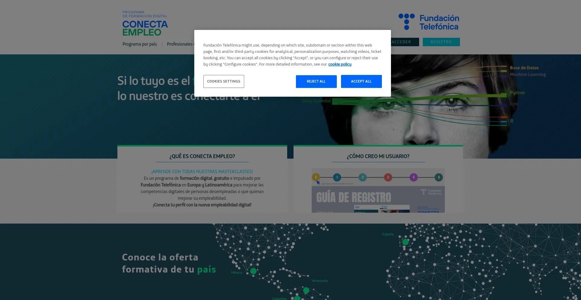 Website screenshot of Conectaempleo-formacion.fundaciontelefonica.com