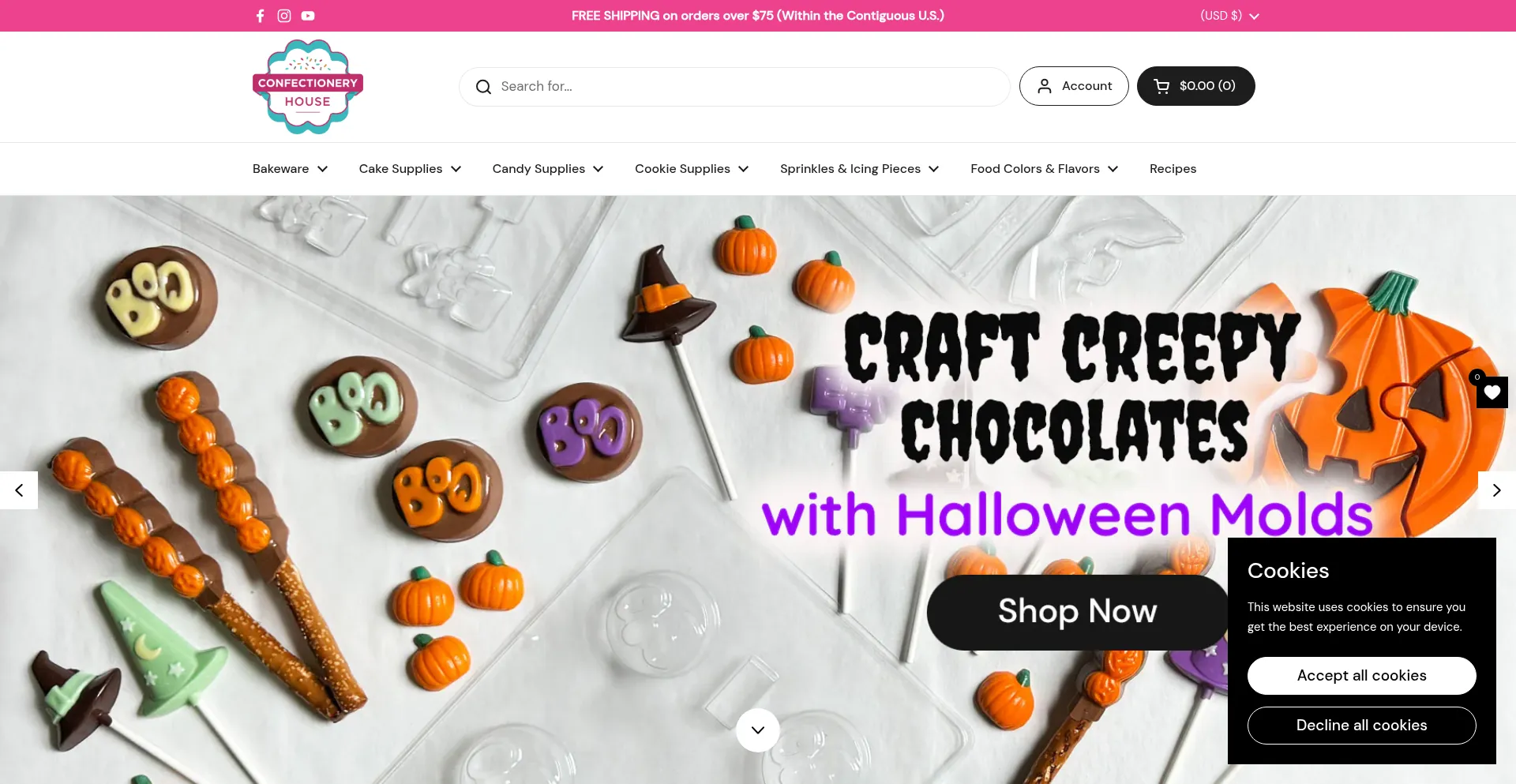 Website screenshot of Confectioneryhouse.com
