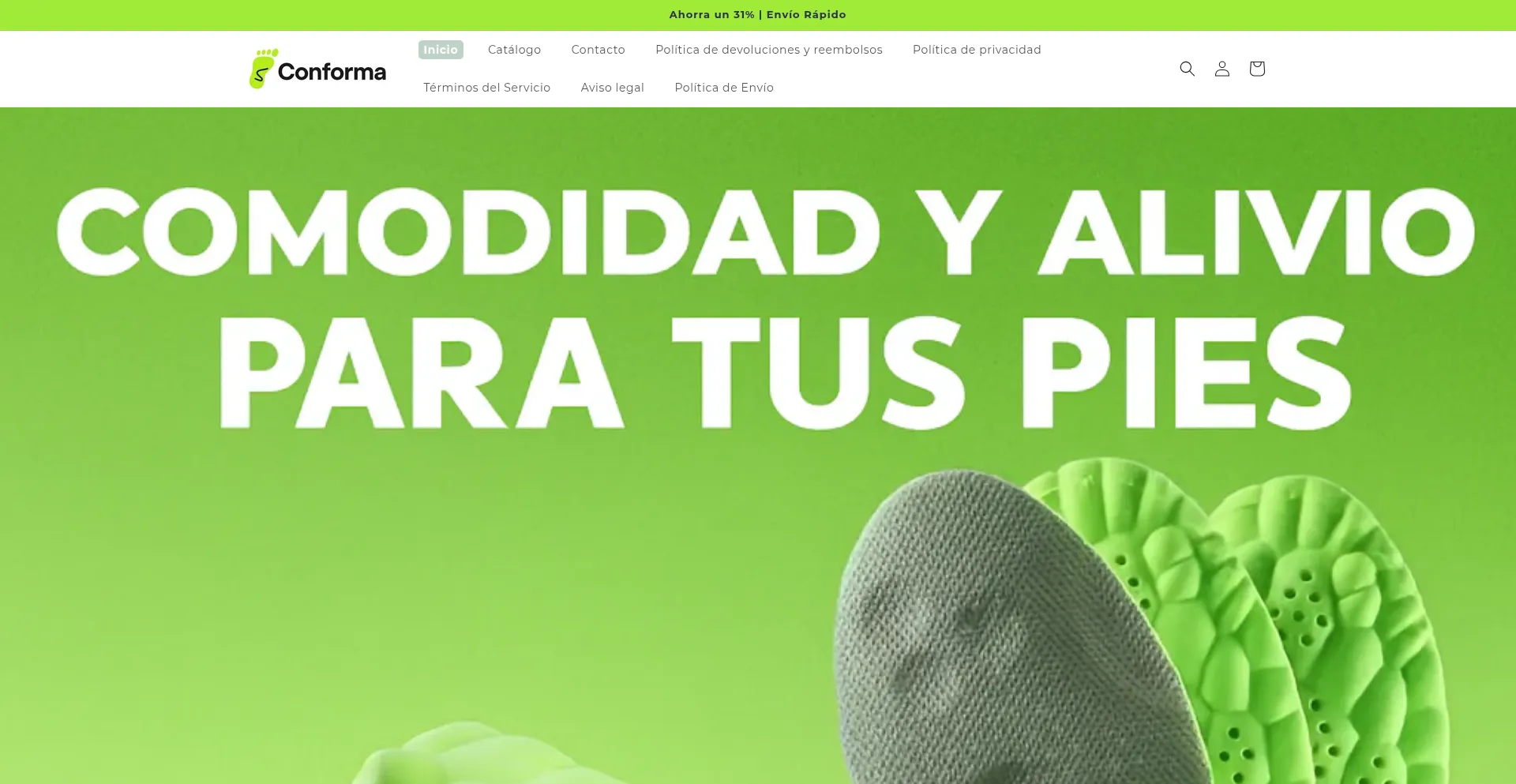 Website screenshot of Conforma.shop