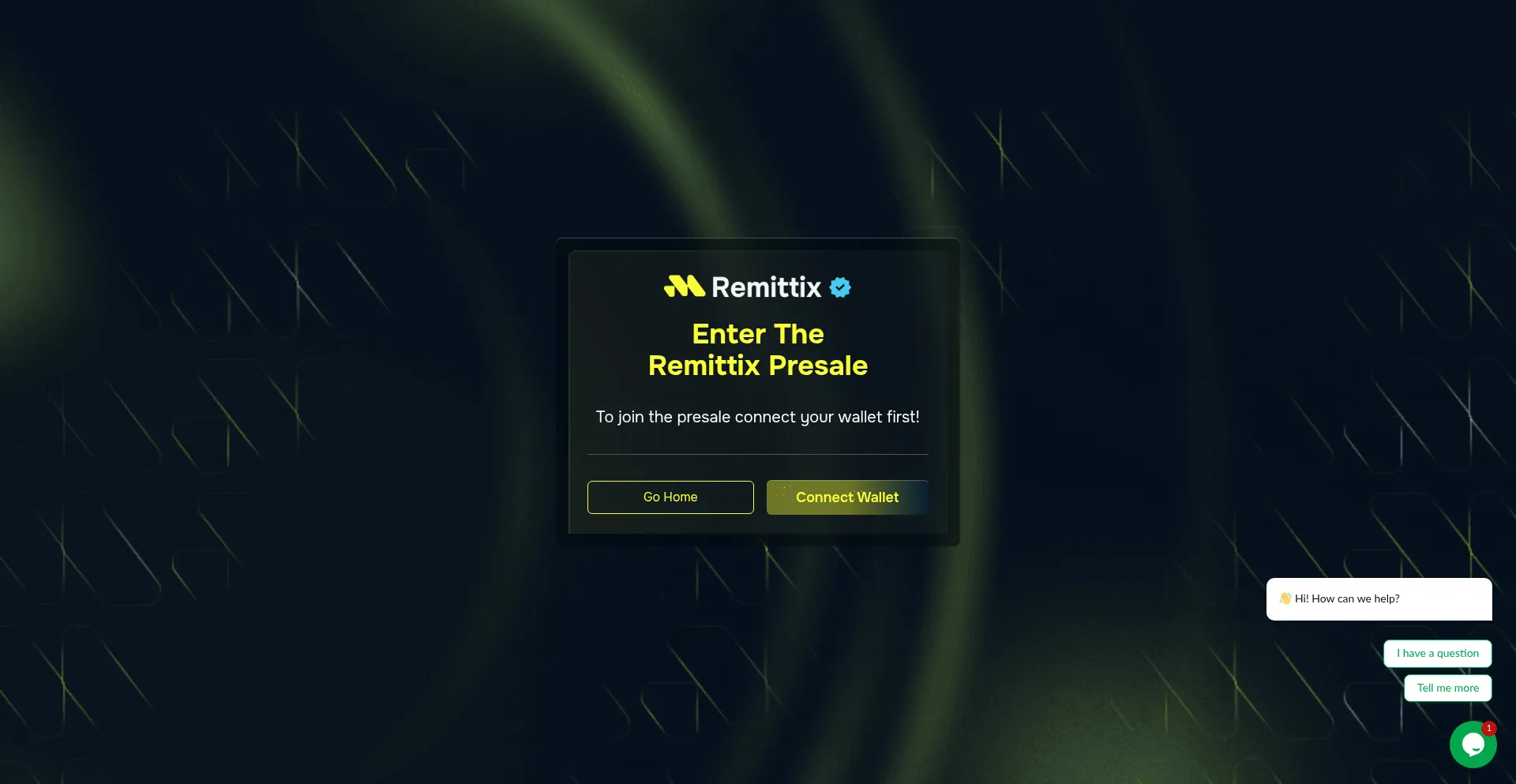 Website screenshot of Connect.remittix.io