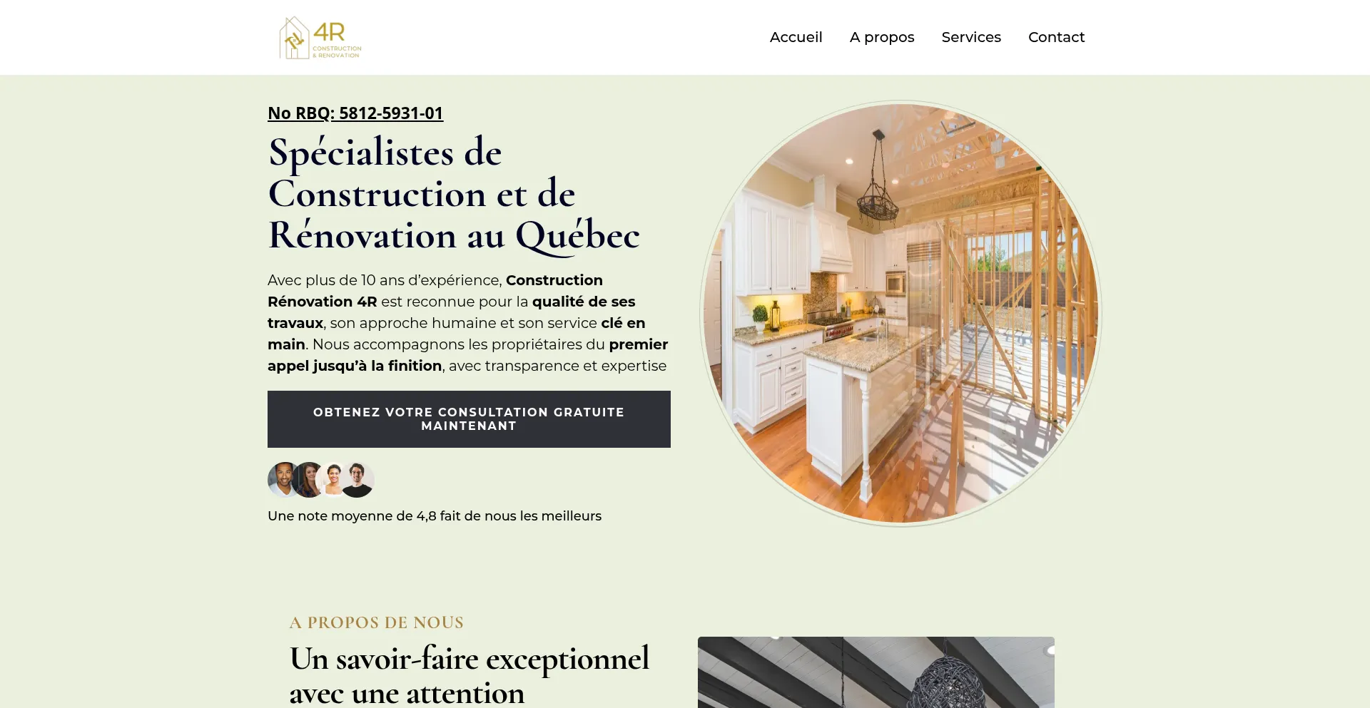 Website screenshot of Constructionreno4r.com