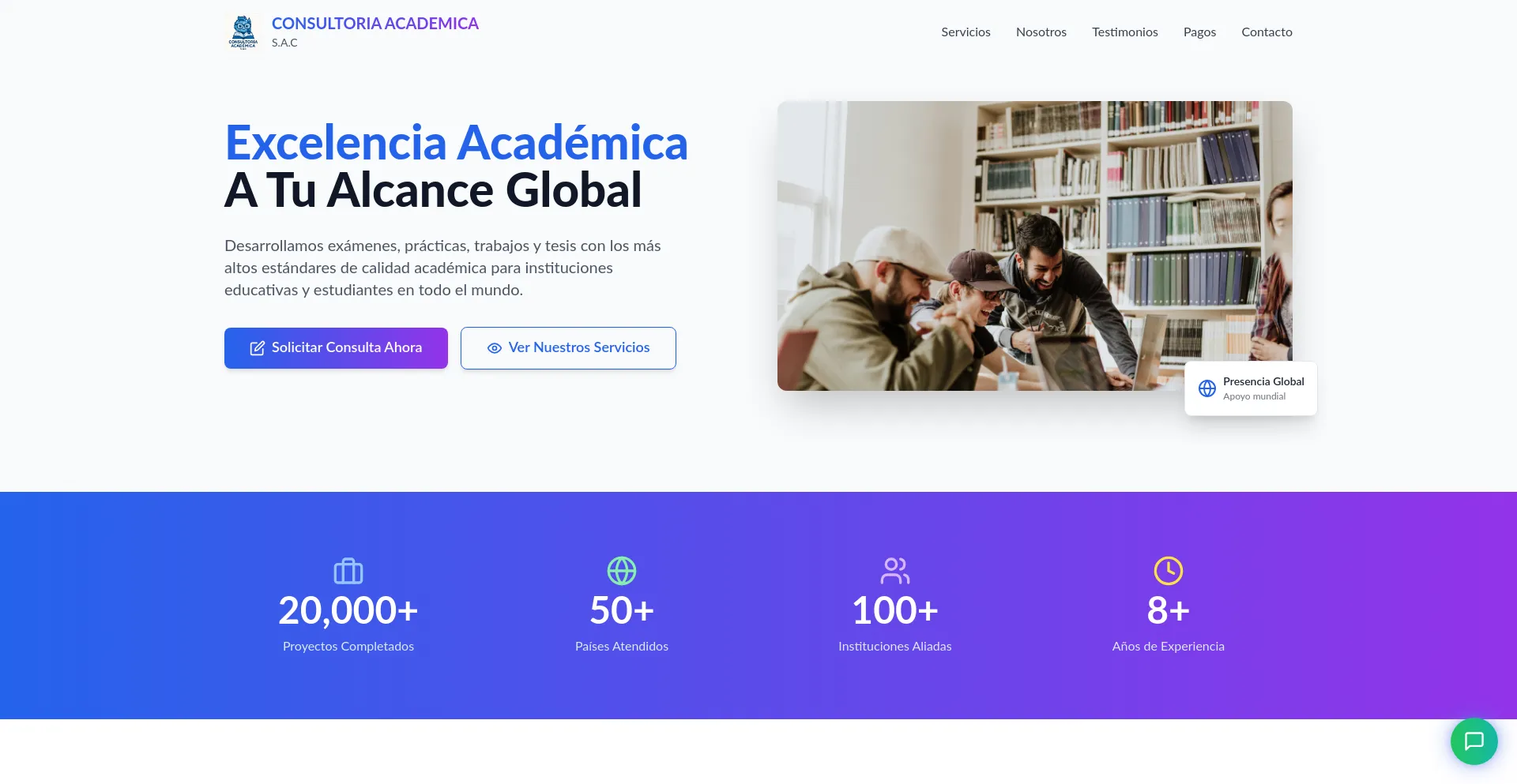 Website screenshot of Consultoriaacademica.online