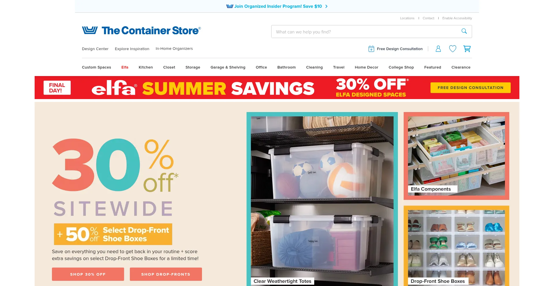 Website screenshot of Containerstore.com
