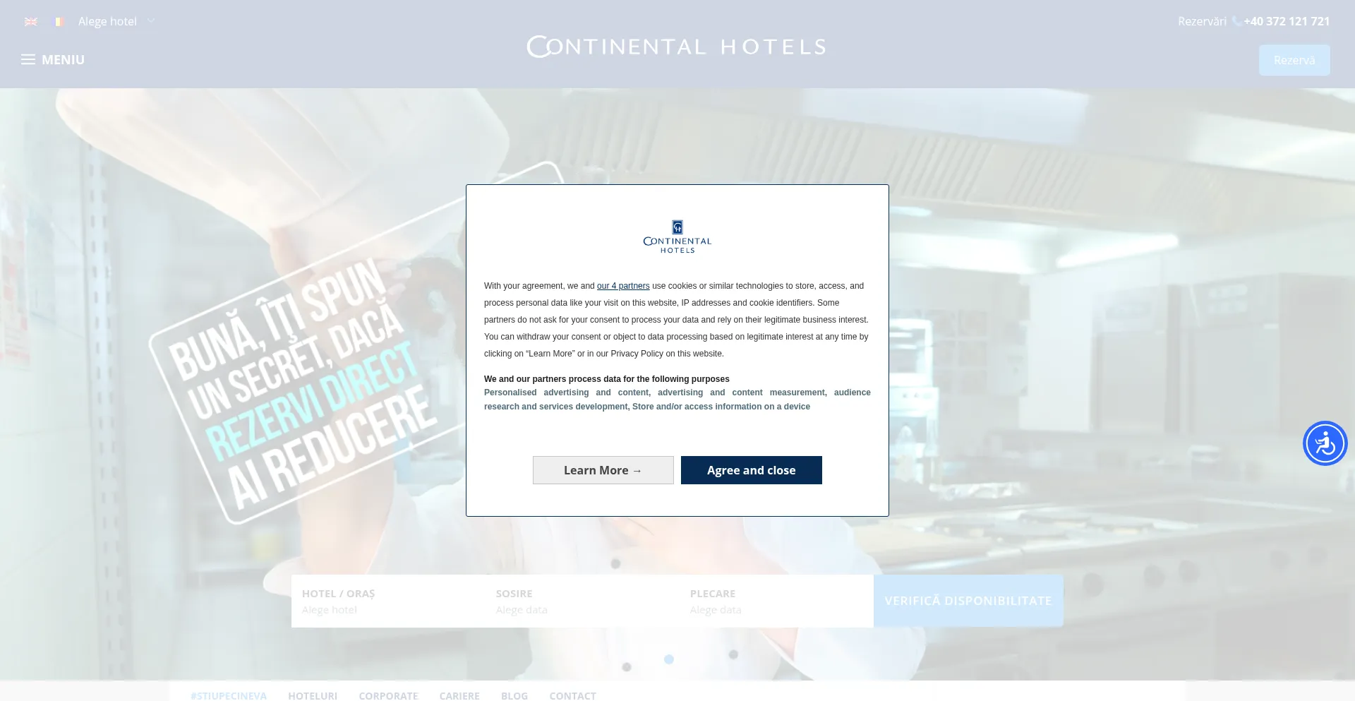 Website screenshot of Continentalhotels.ro