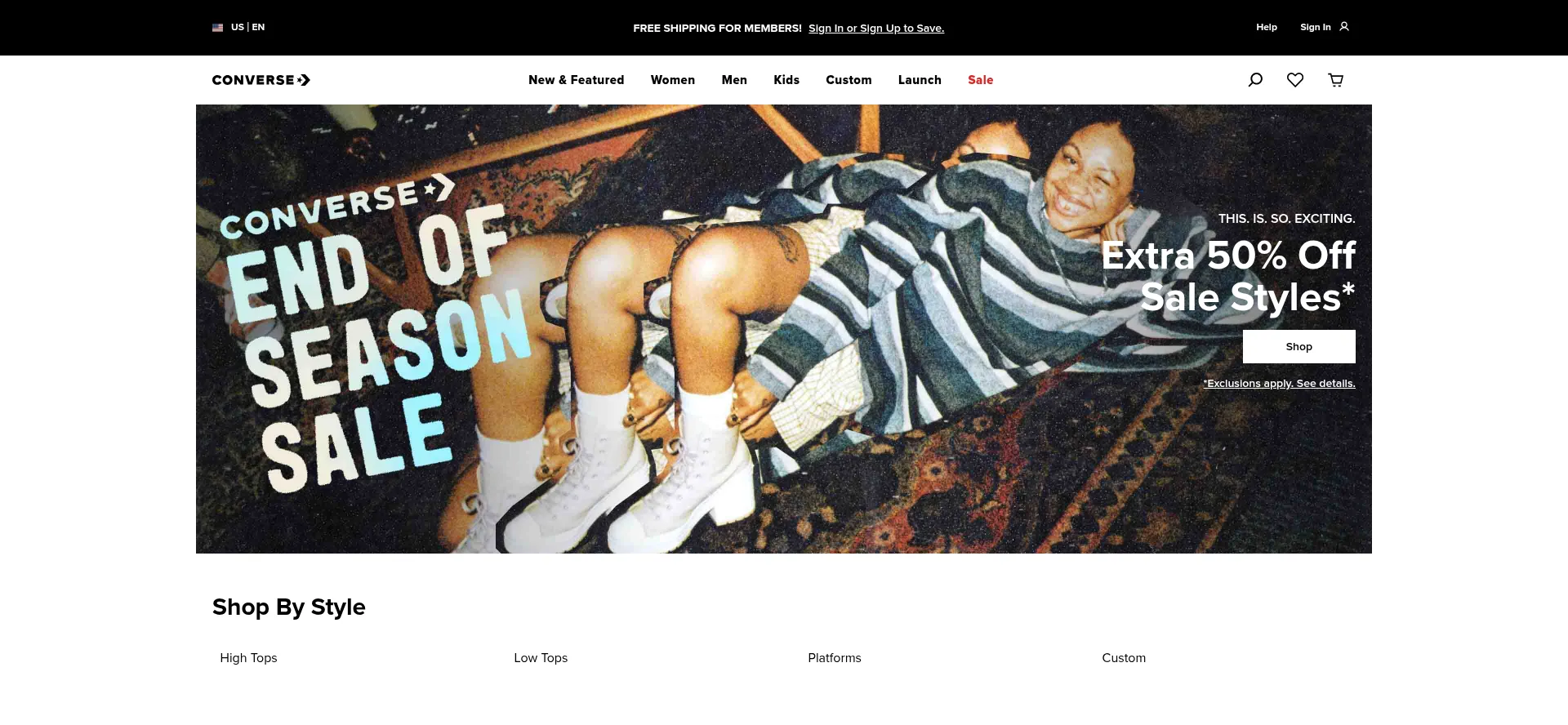 Website screenshot of Converse.com