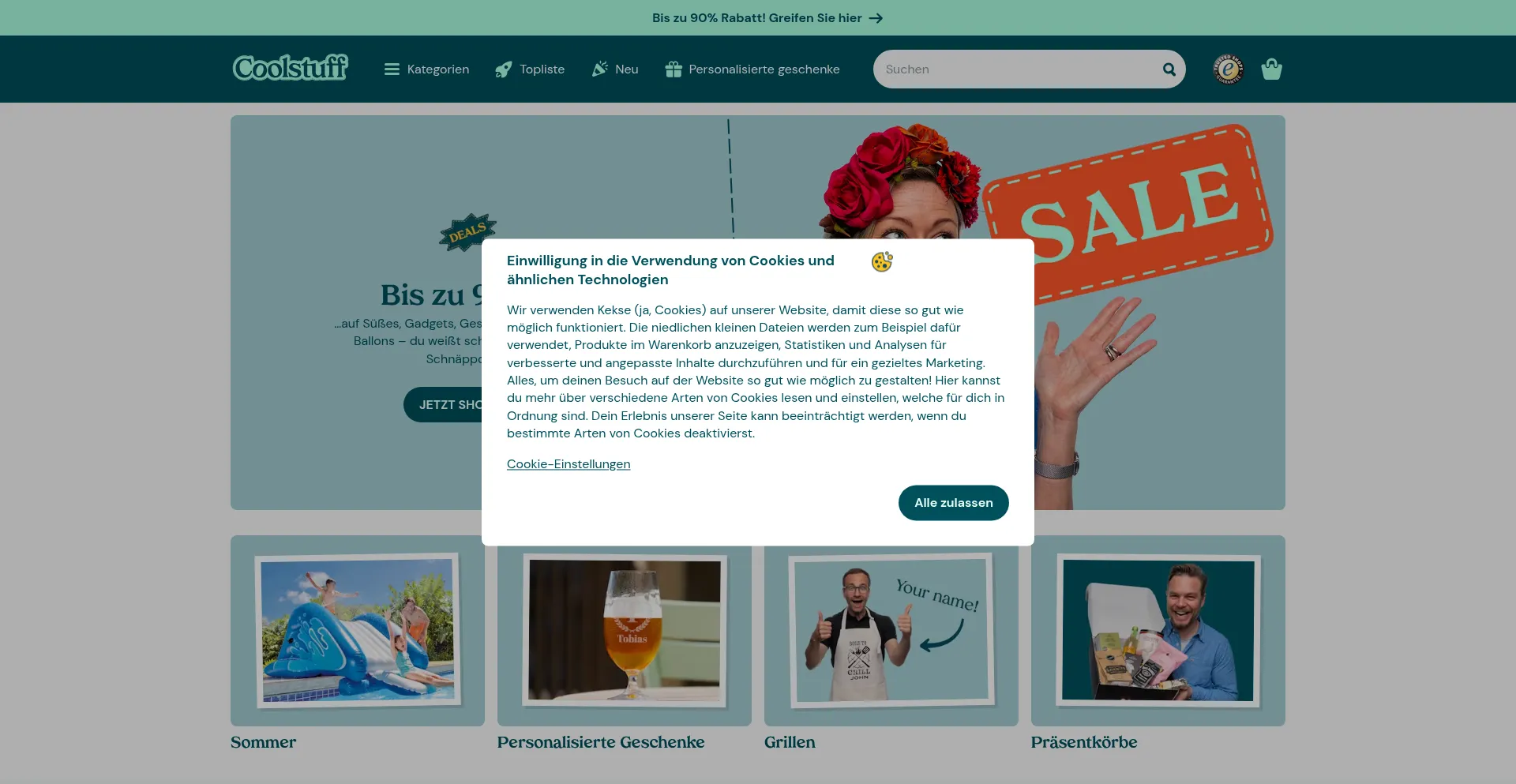 Website screenshot of Coolstuff.de