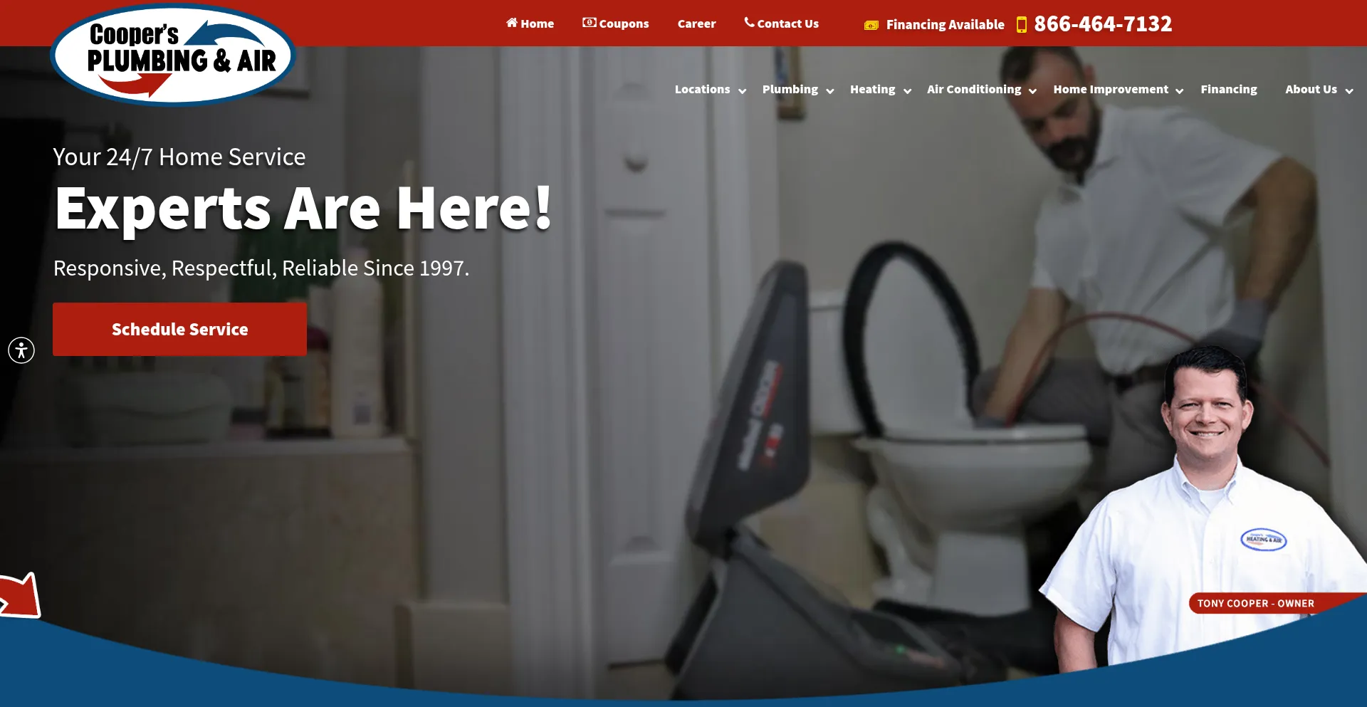 Website screenshot of Coopersheatingandair.com