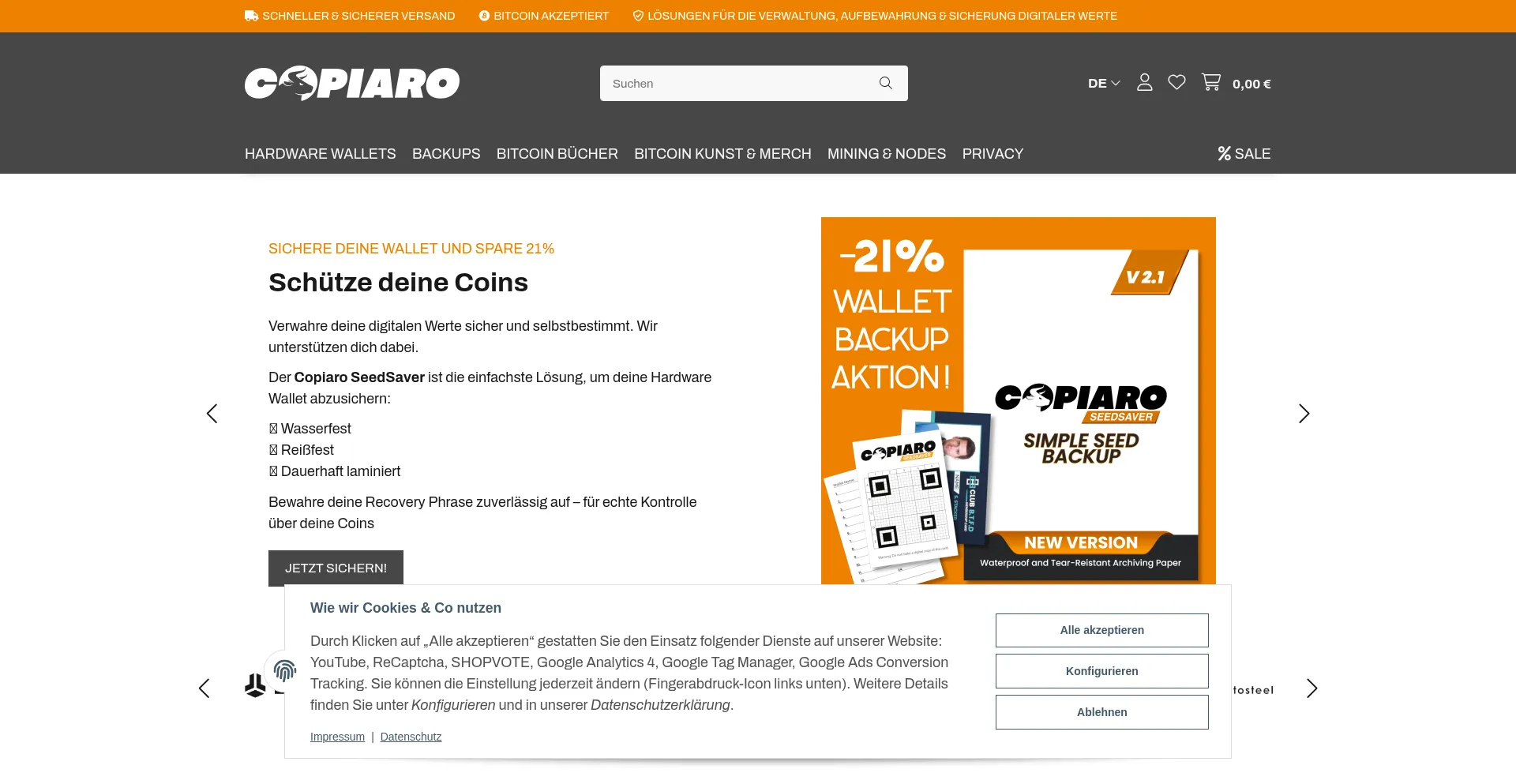 Website screenshot of Copiaro.com