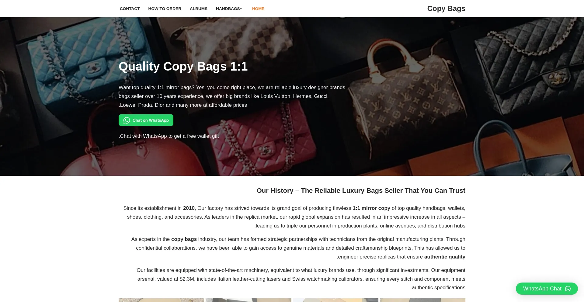 Website screenshot of Copy-bags.com