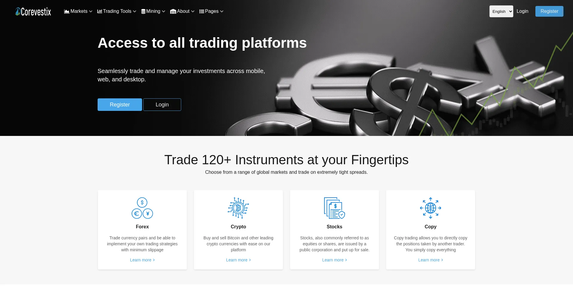Website screenshot of Corevestix.com