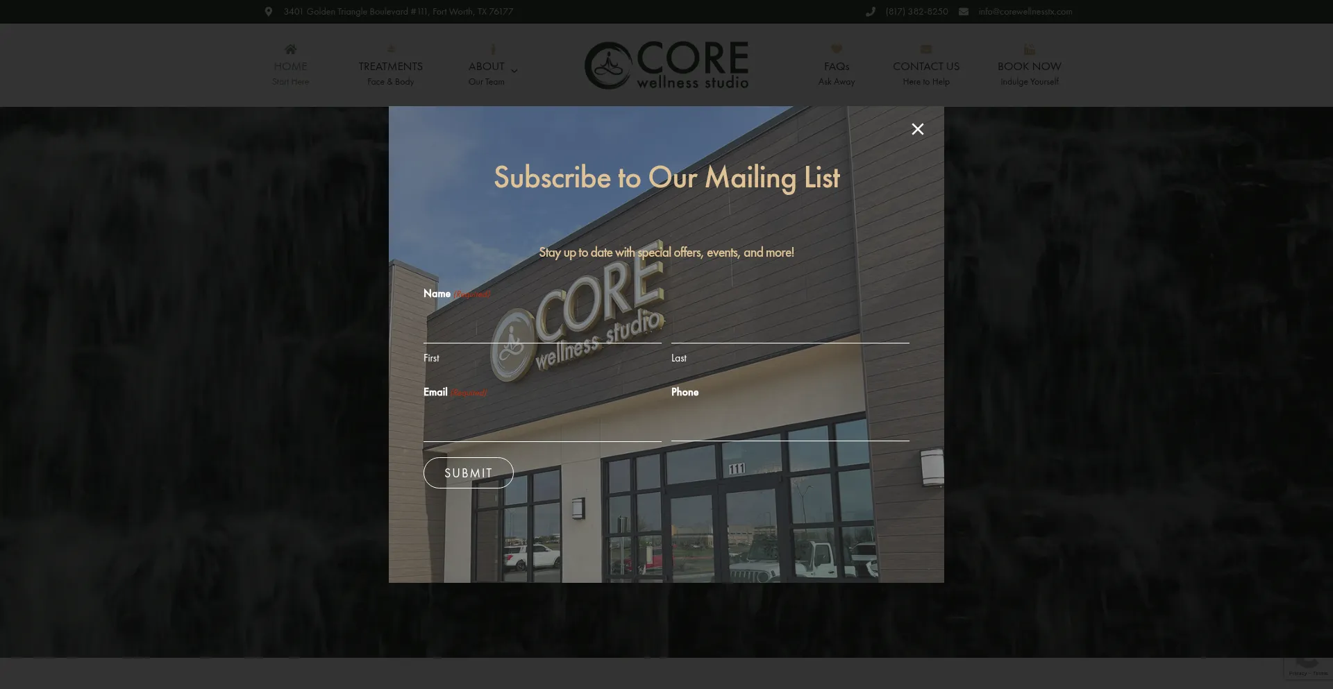 Website screenshot of Corewellnesstx.com