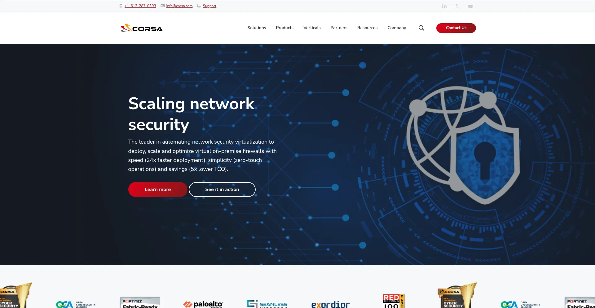 Website screenshot of Corsa.com