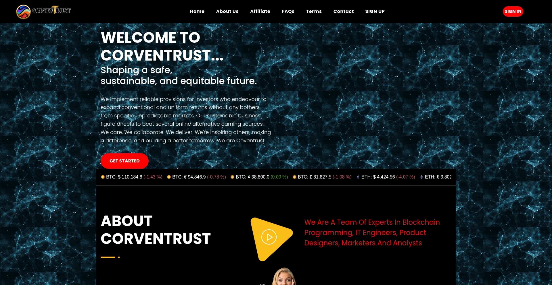 Website screenshot of Corventrusst.com