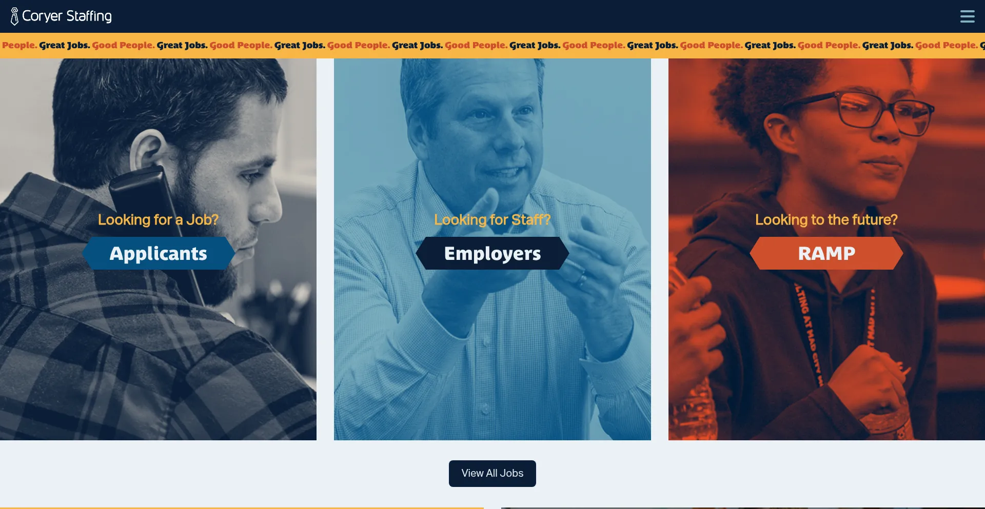 Website screenshot of Coryerstaffing.com