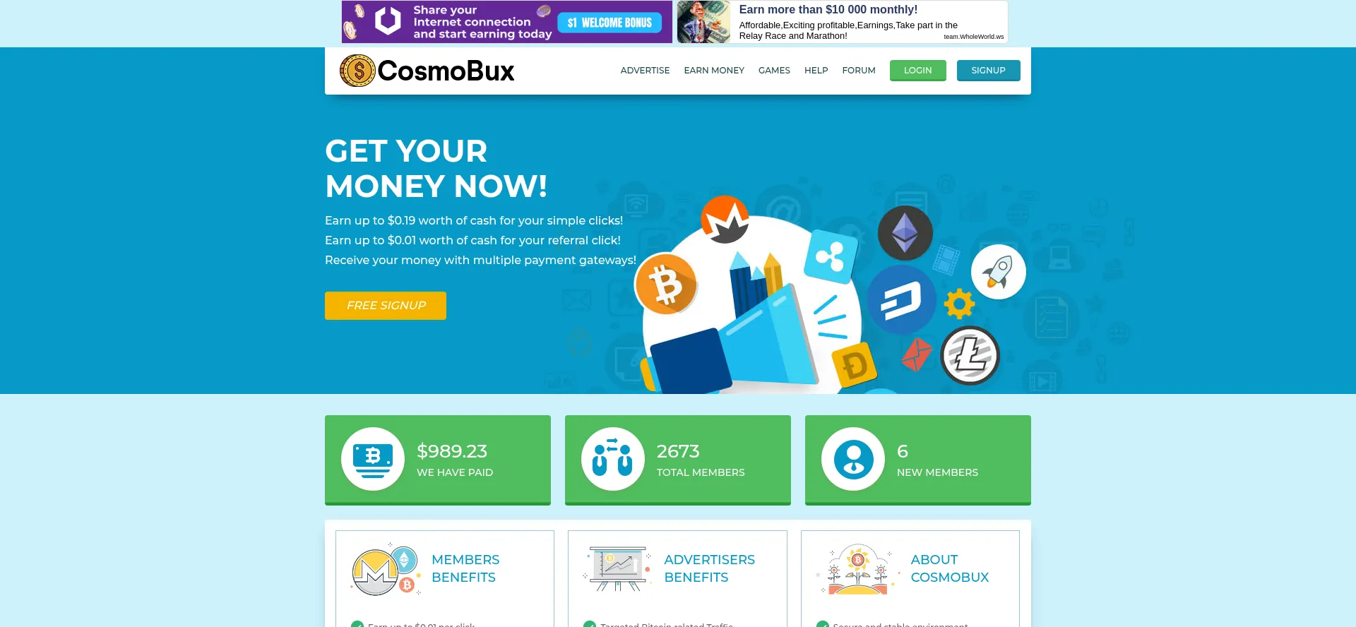 Website screenshot of Cosmobux.click