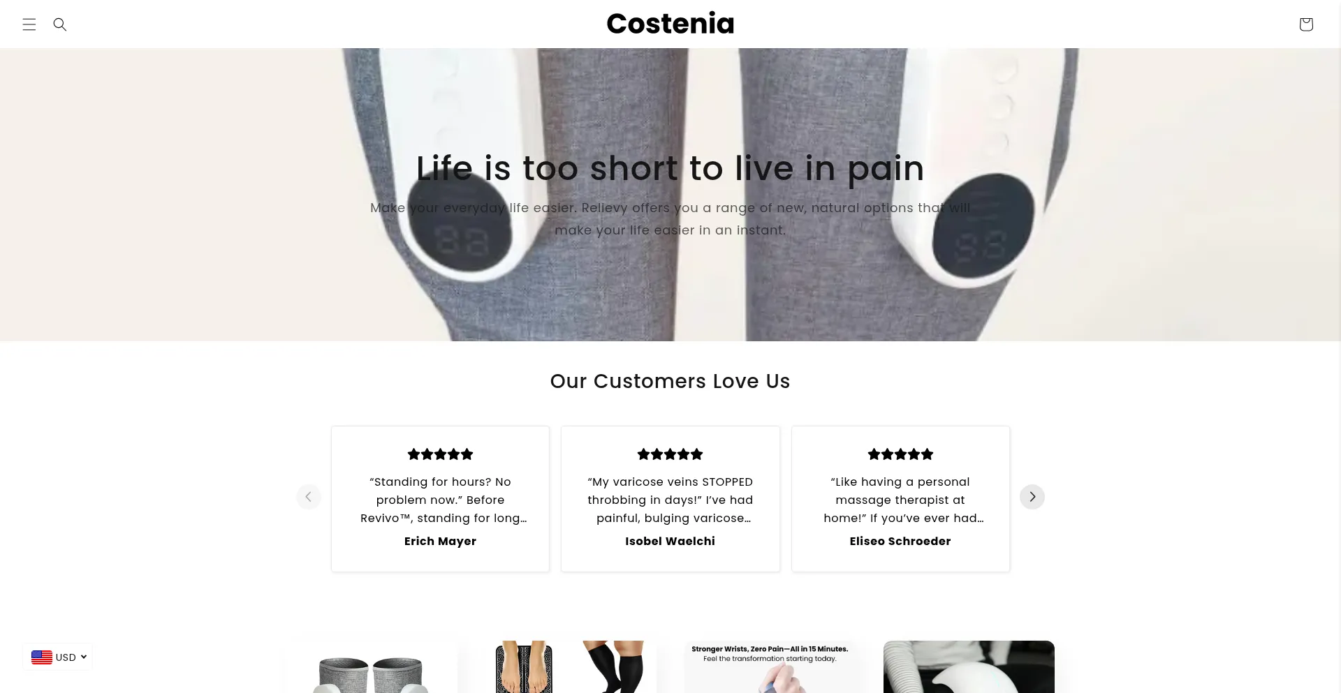Website screenshot of Costenia.com