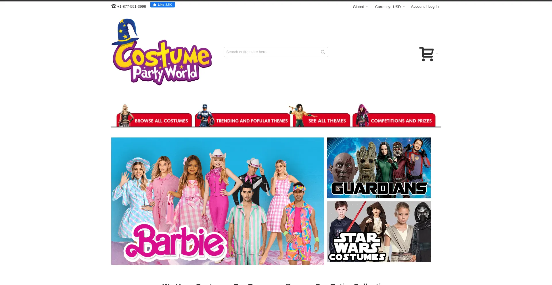 Website screenshot of Costumepartyworld.com