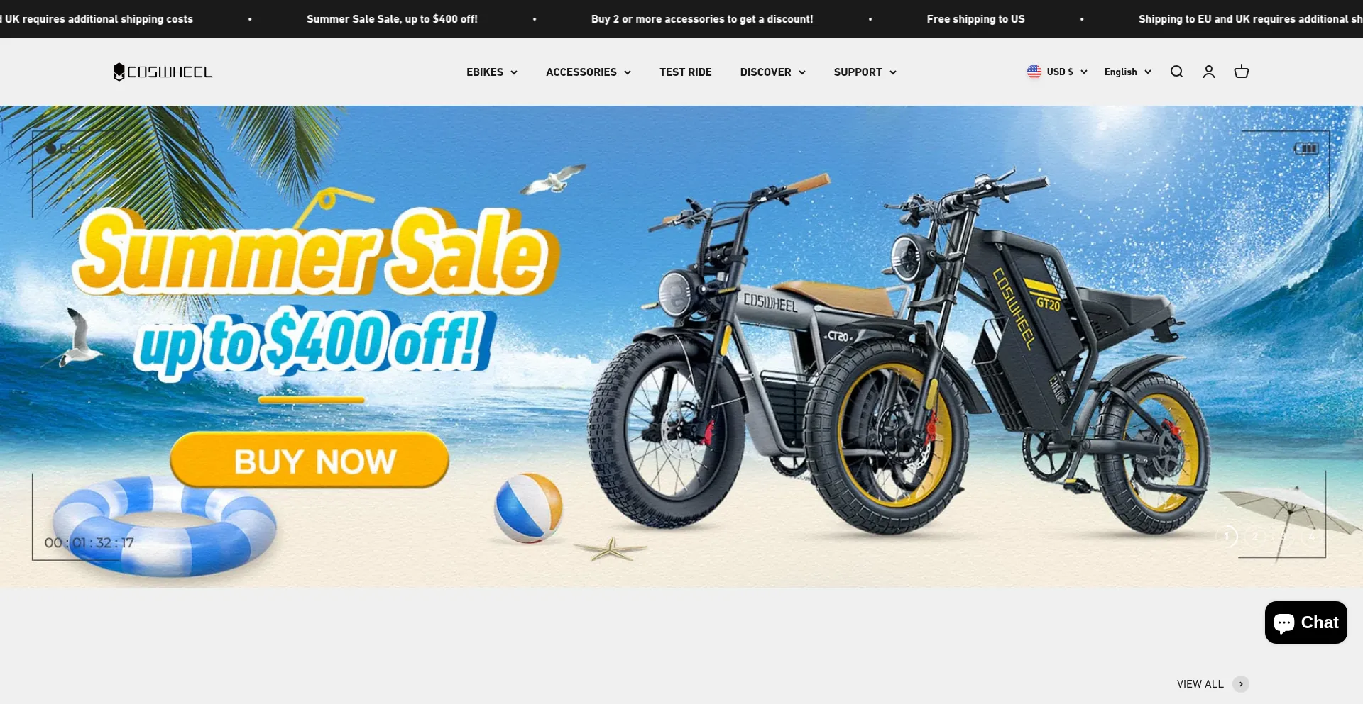 Website screenshot of Coswheelebike.com