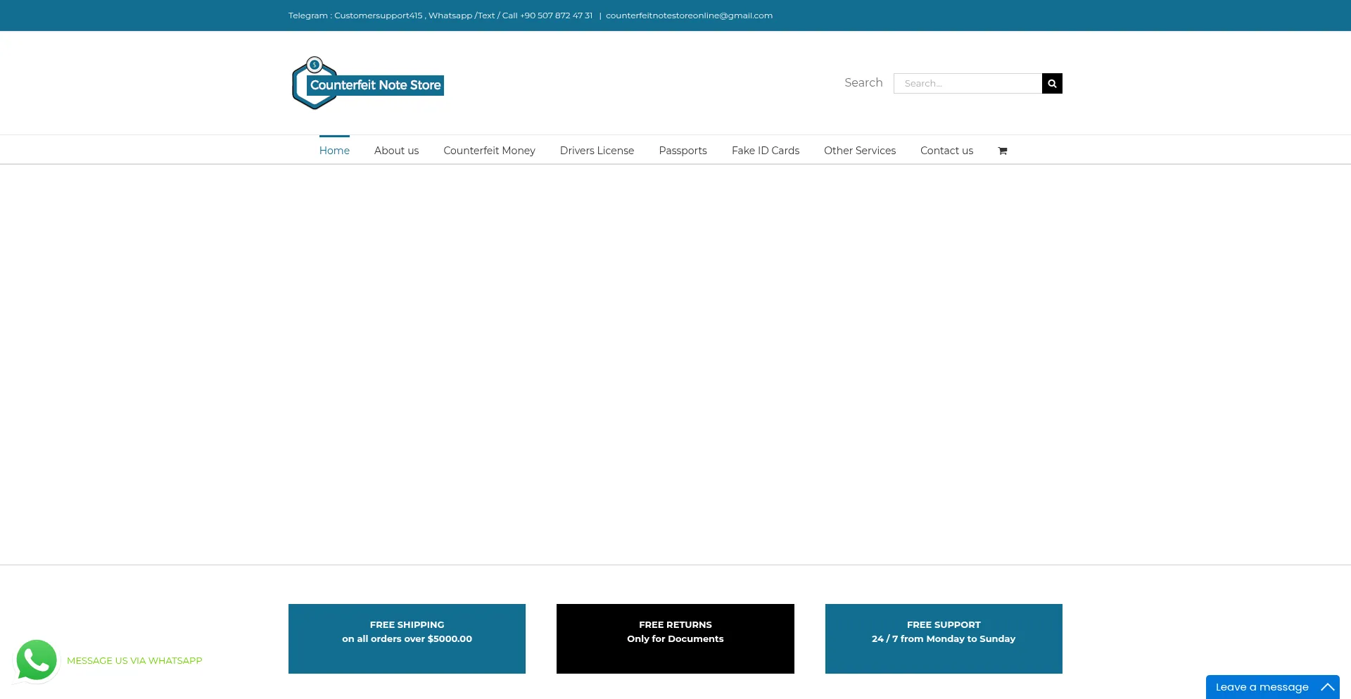 Counterfeitnotestore.com Screenshot