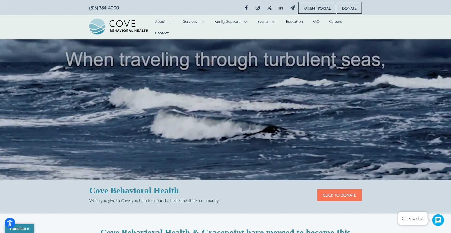 Website screenshot of Covebh.org