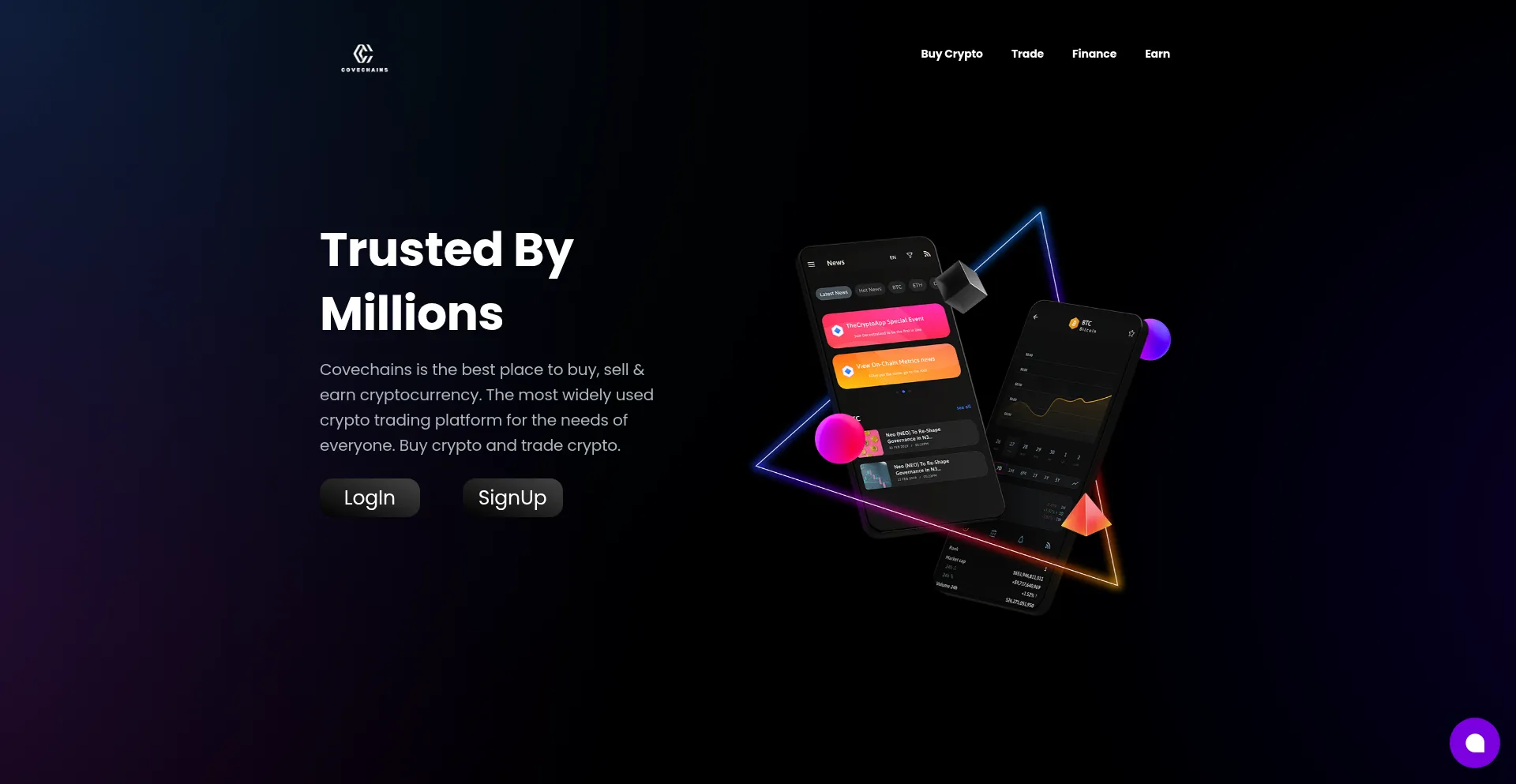Website screenshot of Covechains.com