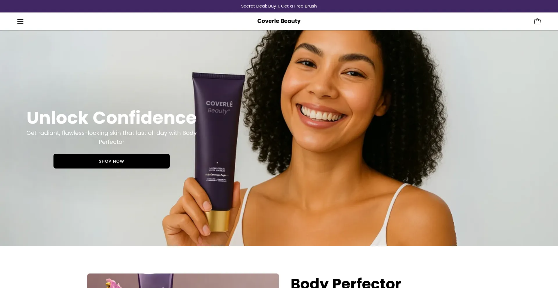 Website screenshot of Coverlebeauty.com