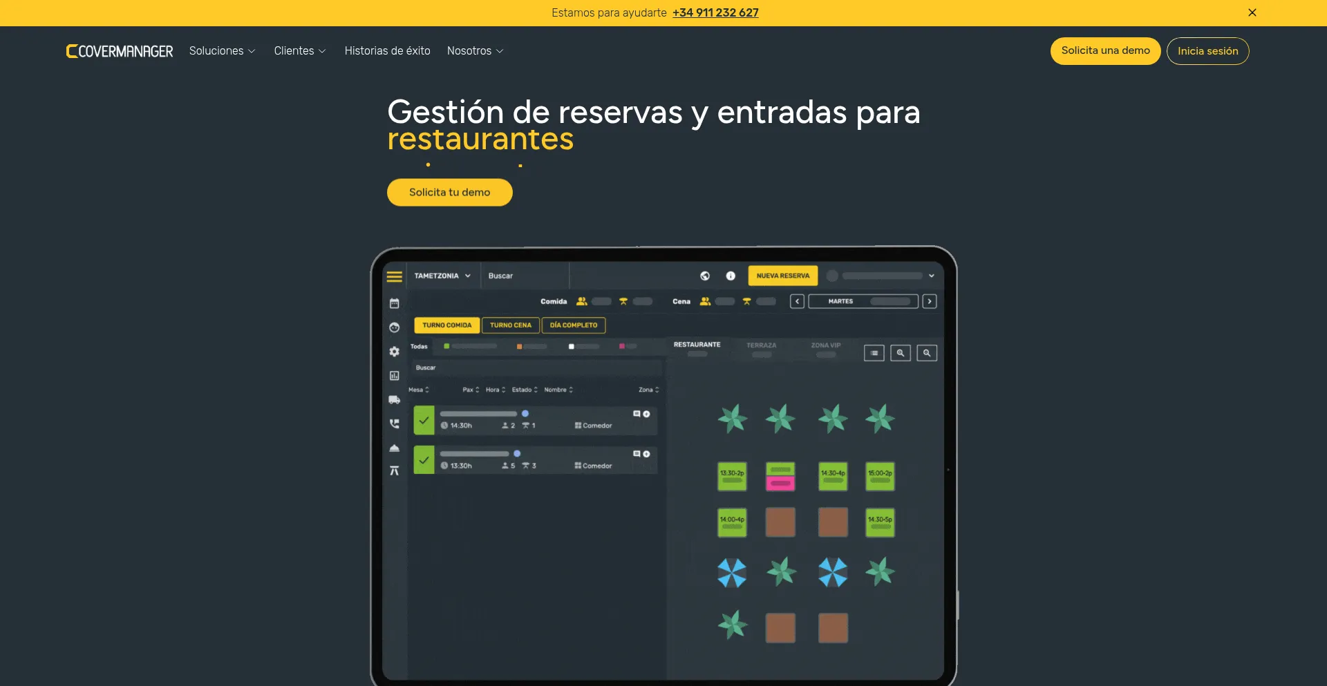 Website screenshot of Covermanager.com