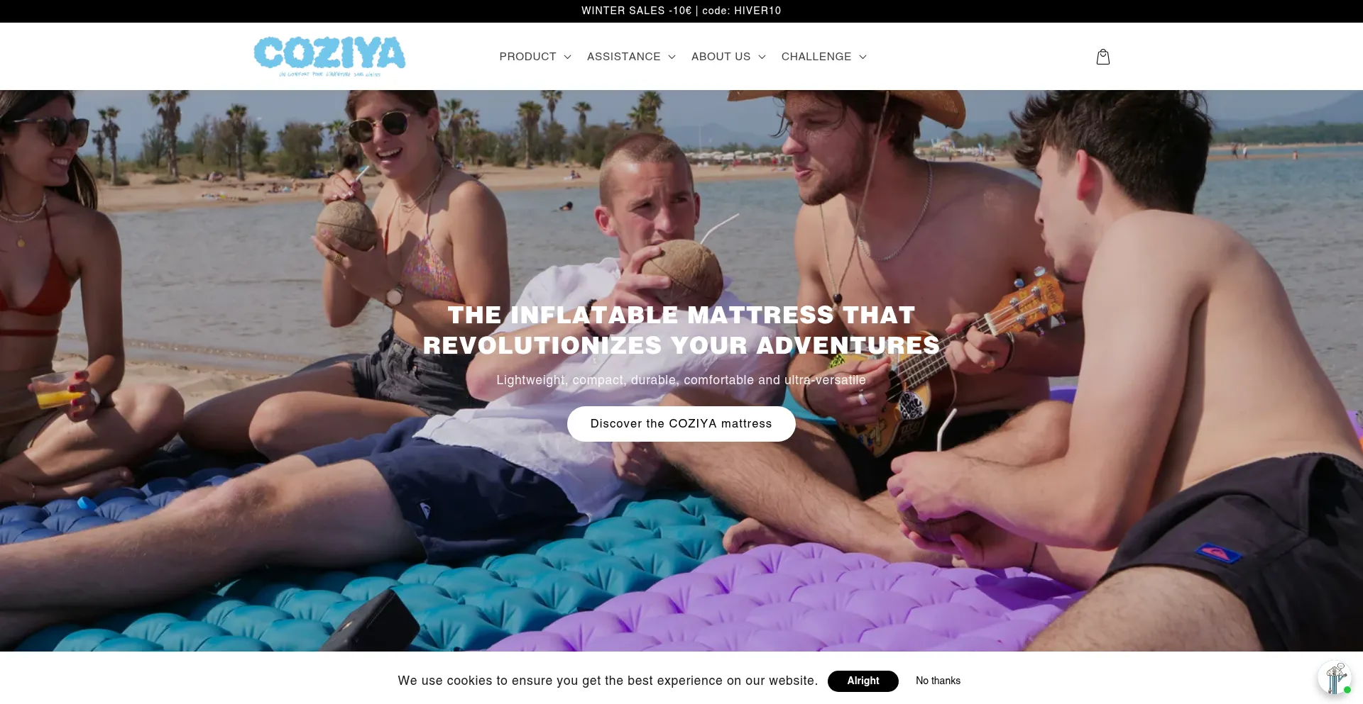 Website screenshot of Coziya.fr