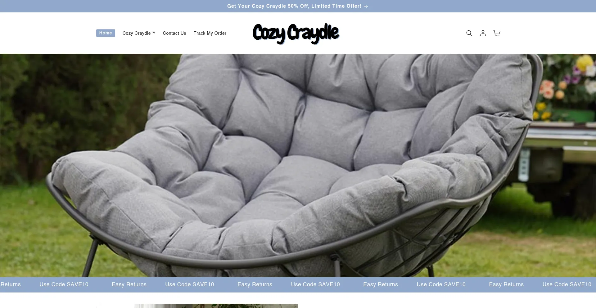 Website screenshot of Cozycraydle.com
