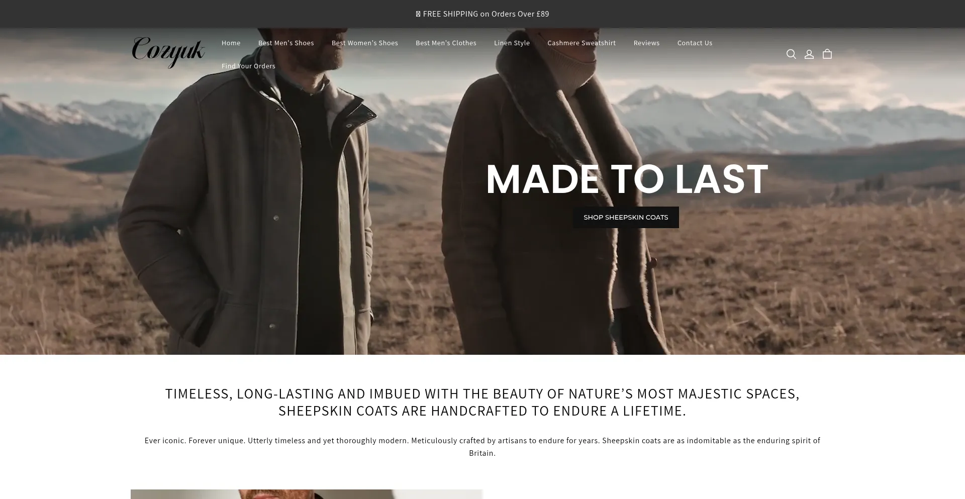Website screenshot of Cozyuk.com