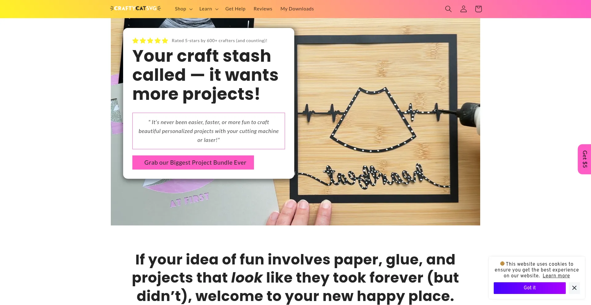 Website screenshot of Craftycatsvg.com