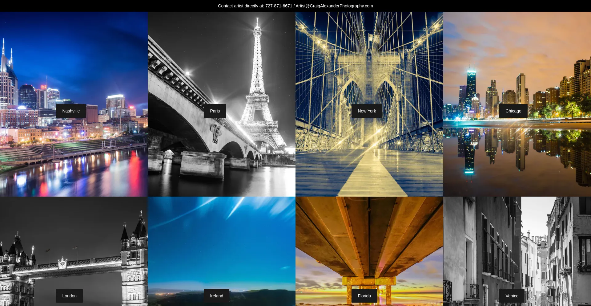 Website screenshot of Craigalexanderphotography.com