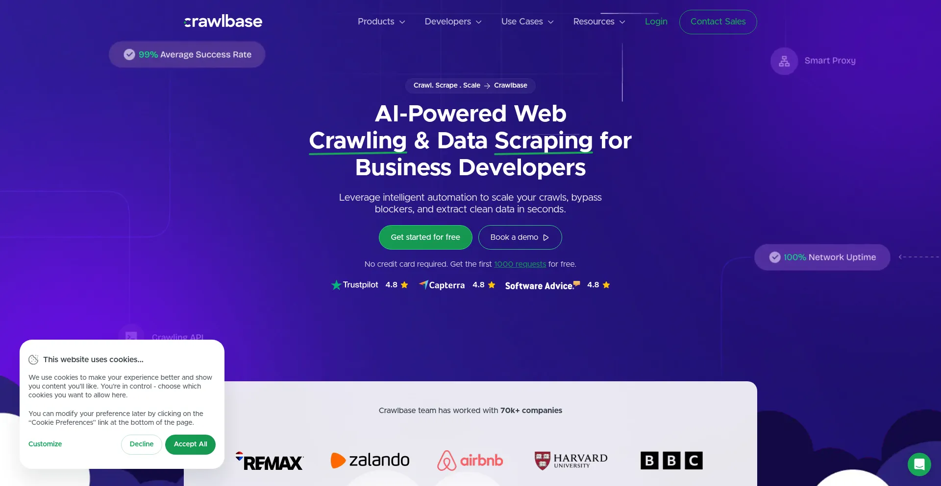 Website screenshot of Crawlbase.com