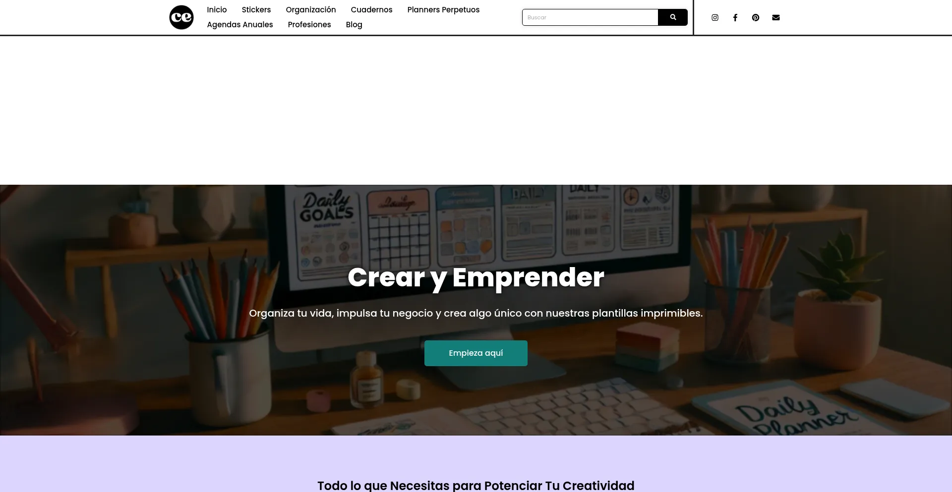 Website screenshot of Crearyemprender.com