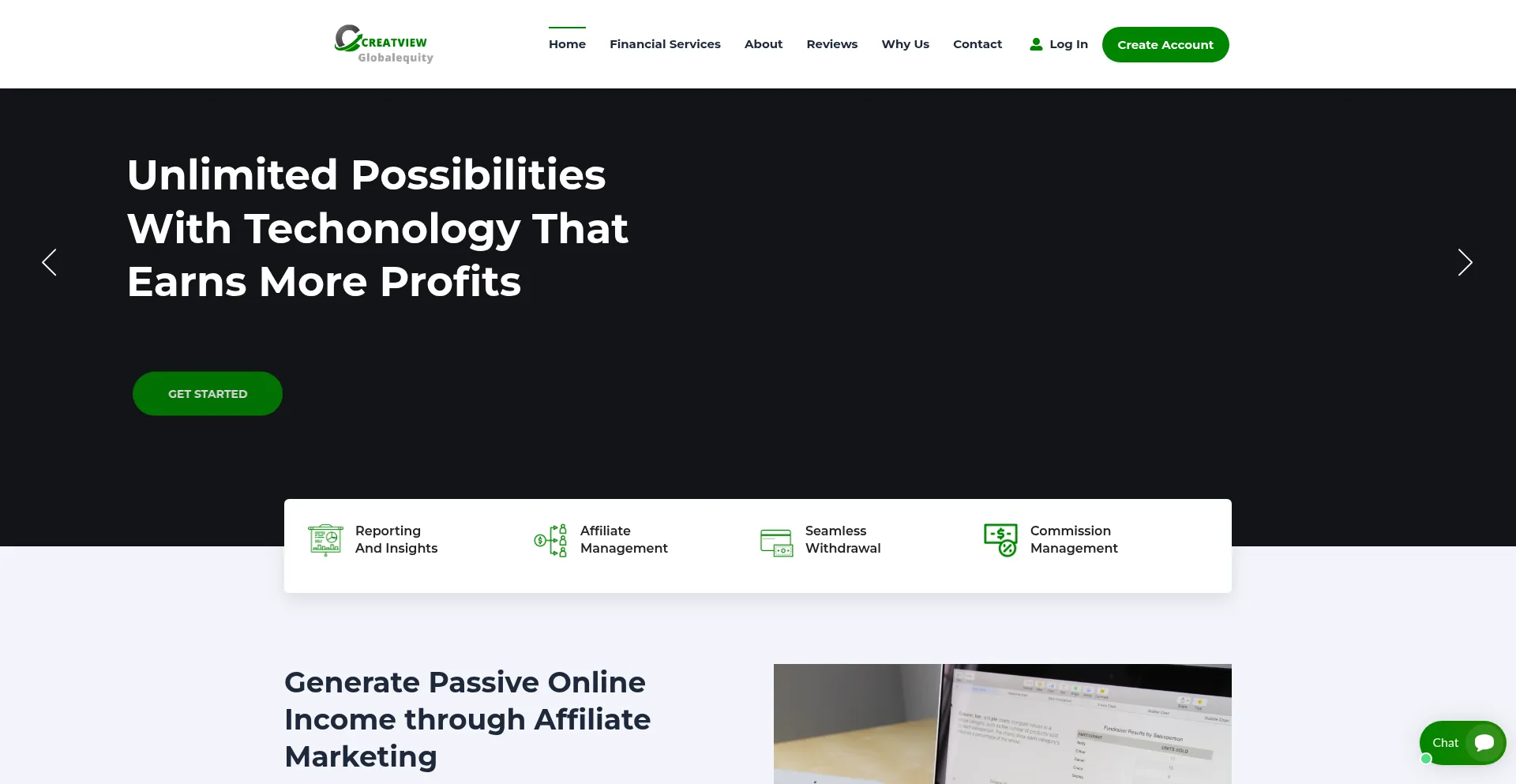 Website screenshot of Creatviewglobalequity.com