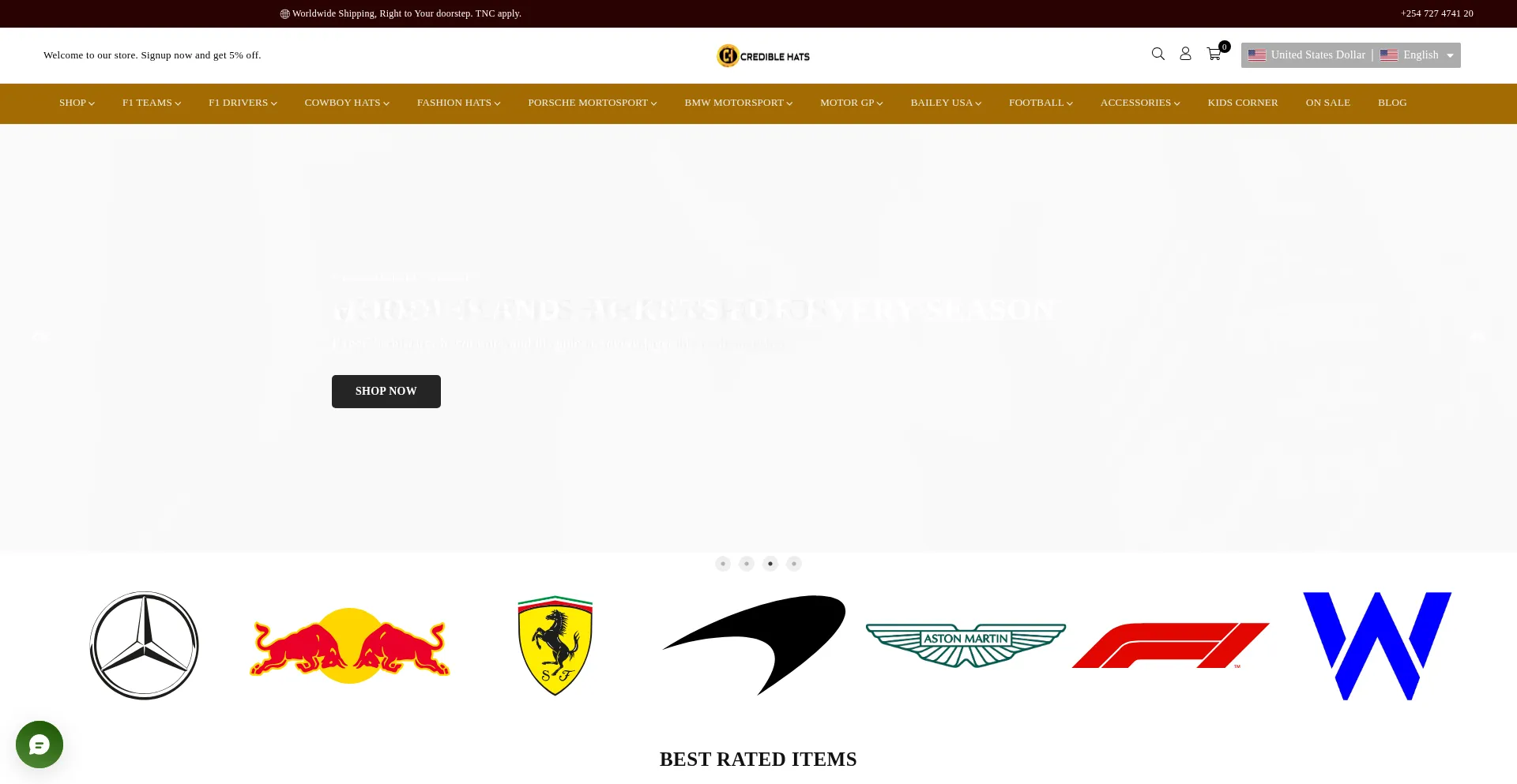 Website screenshot of Crediblehats.com