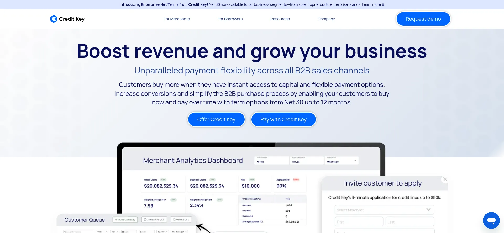 Website screenshot of Creditkey.com