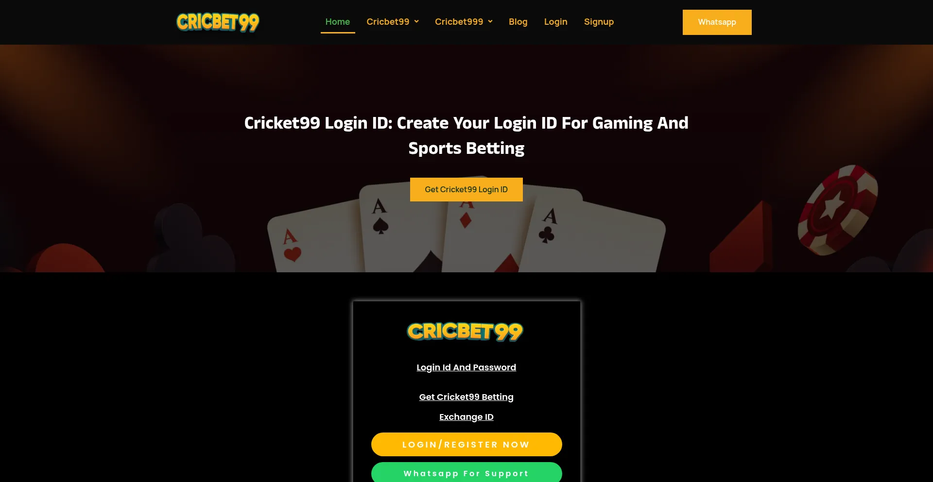 Website screenshot of Cricket99.com.in