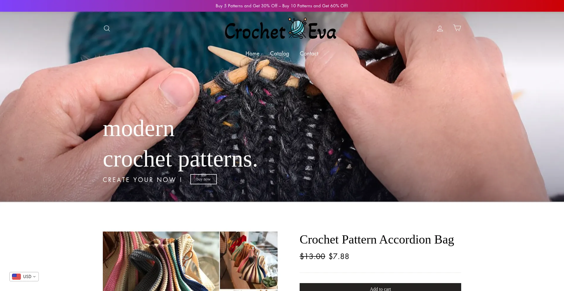 Website screenshot of Crochet-eva.shop