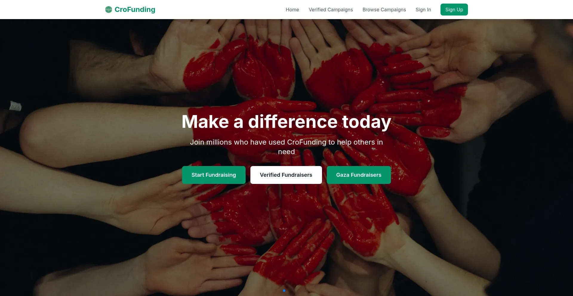 Website screenshot of Crofund.org