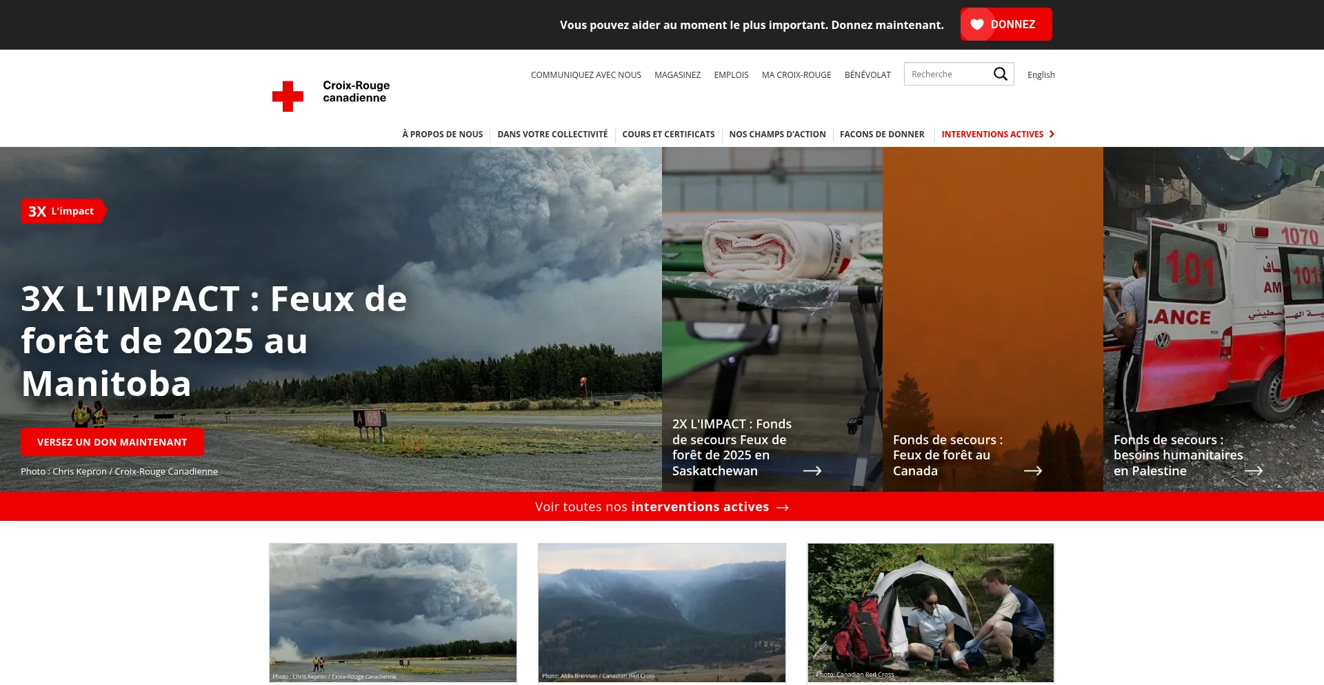 Website screenshot of Croixrouge.ca