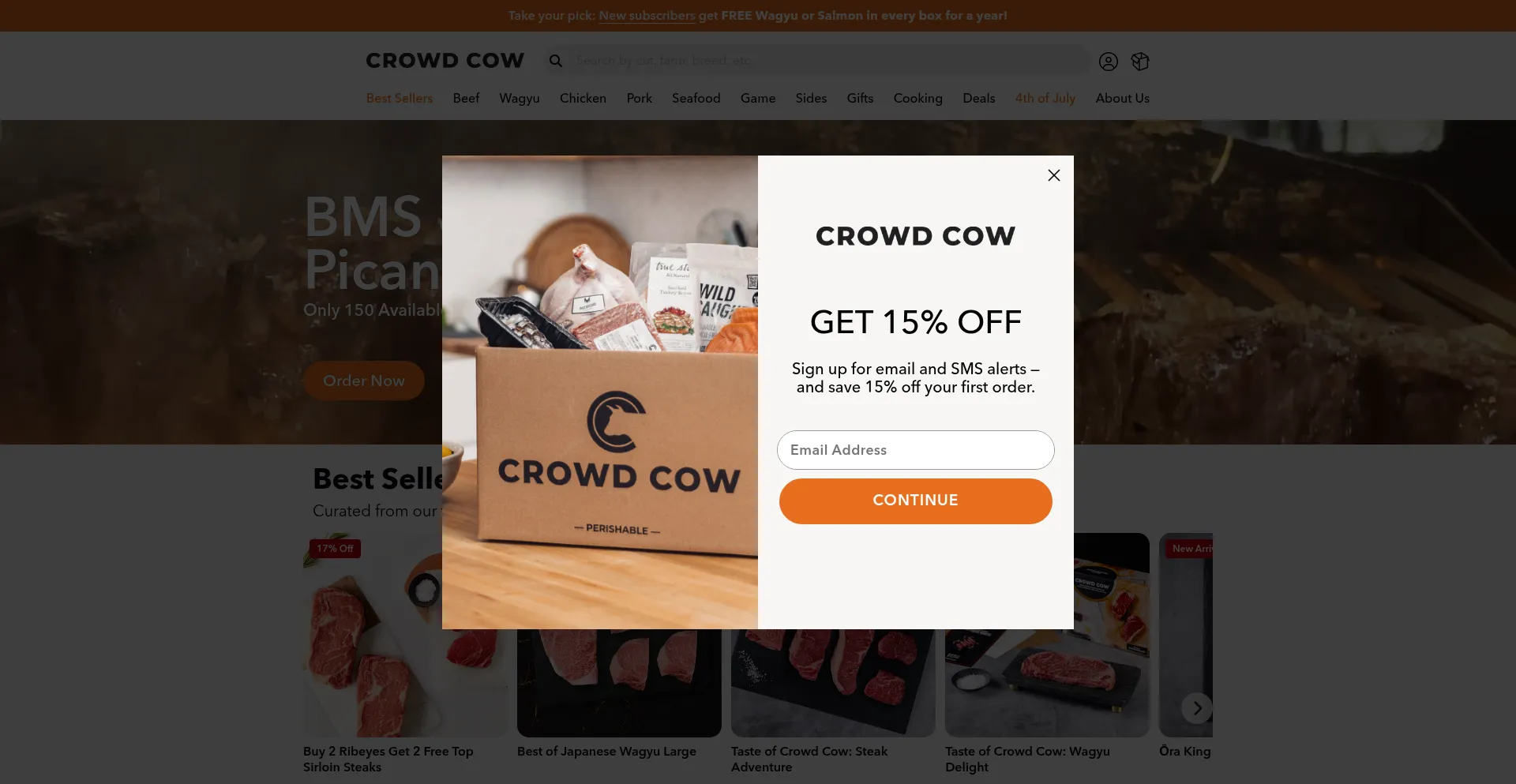 Website screenshot of Crowdcow.com