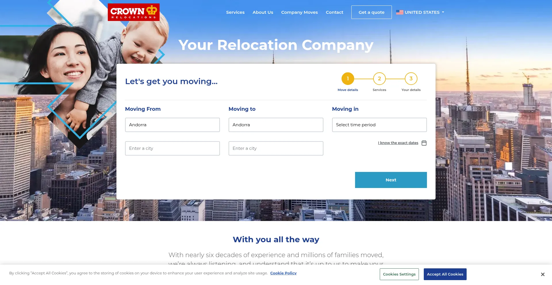 Website screenshot of Crownrelo.com
