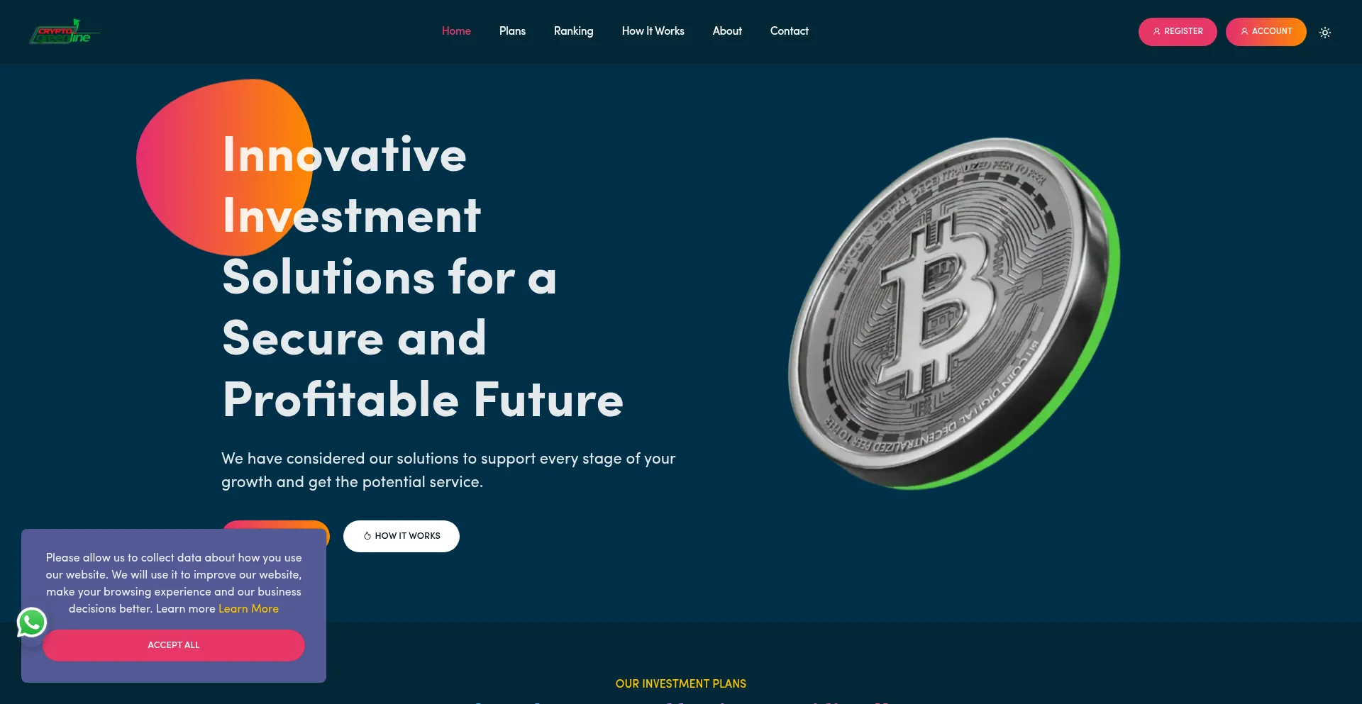 Website screenshot of Cryptogreenline.org