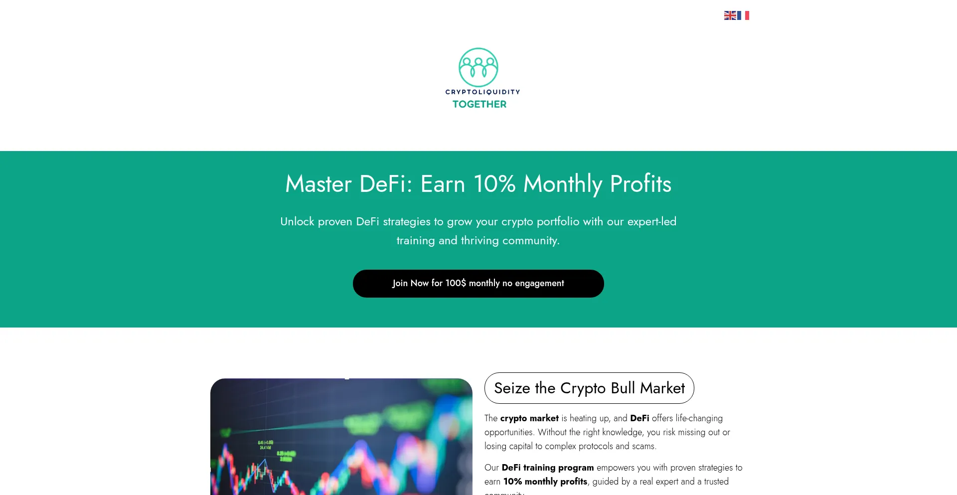 Website screenshot of Cryptoliquidity.ai