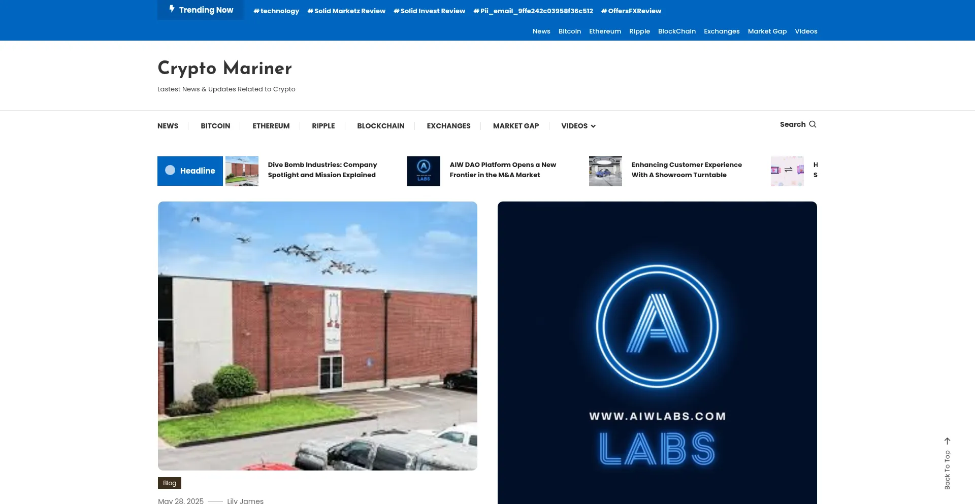 Website screenshot of Cryptomariner.com