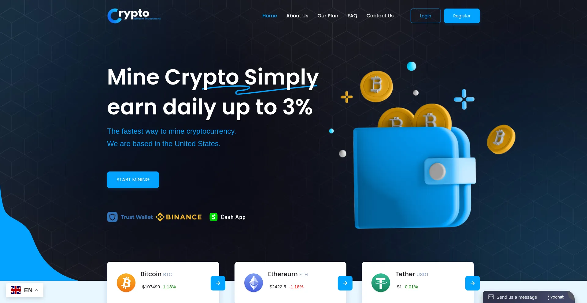 Website screenshot of Cryptoplatforminvestments.com