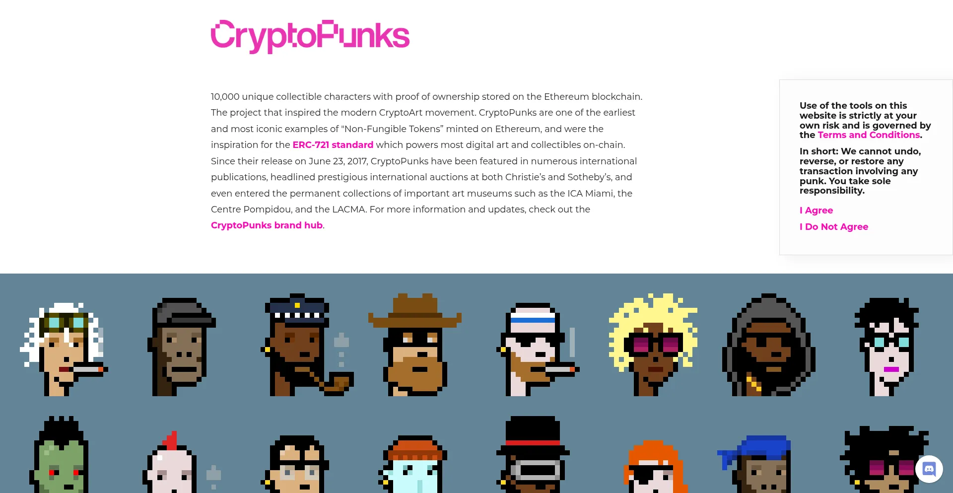 Website screenshot of Cryptopunks.app